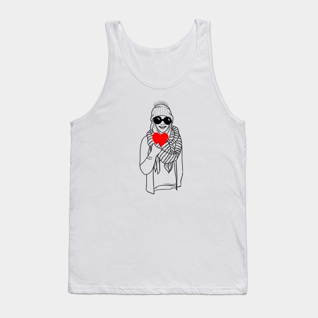 Girl in sunglasses holding heart Tank Top by fears